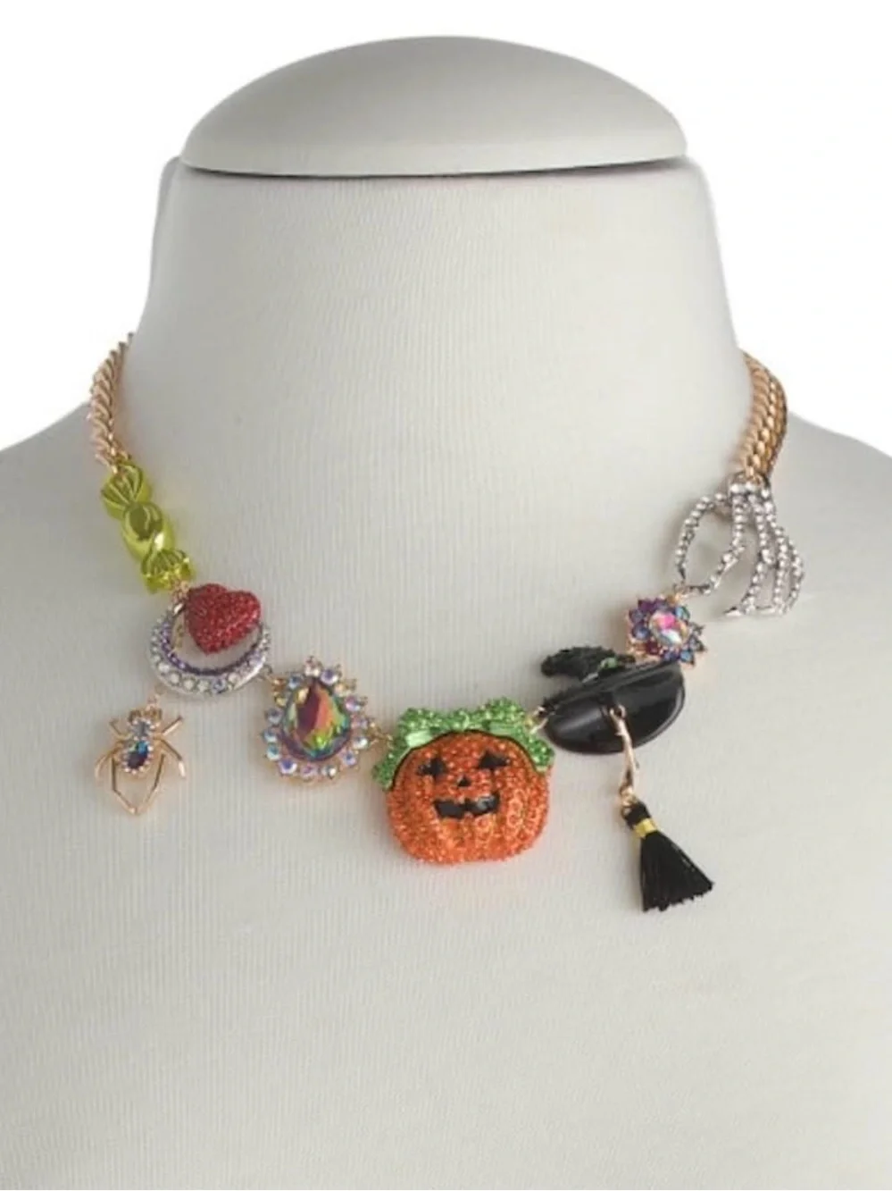 Betsey Johnson Halloween Charm Necklace with Multicolor Accent
